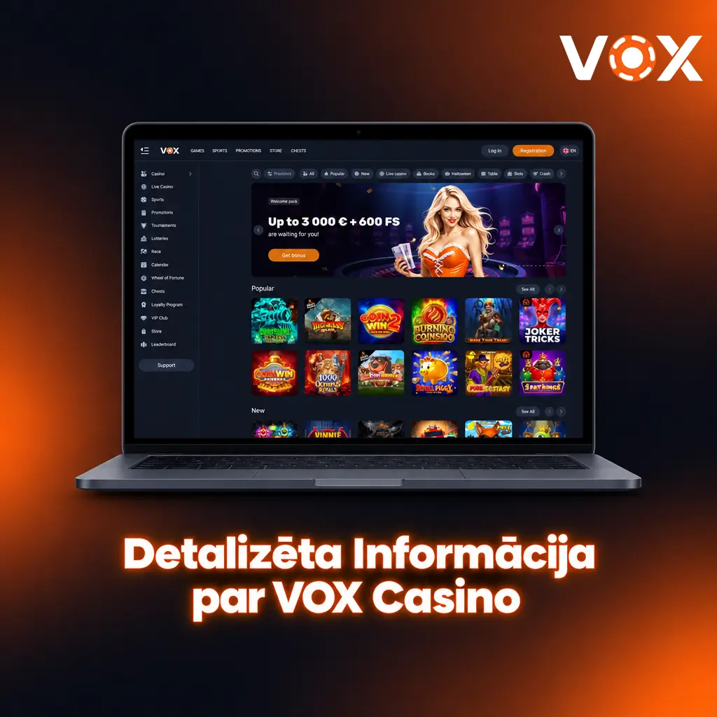 VOX Casino Latvija – sporta likmes, kazino spēles, SSL drošība un mobilā lietotne Android un iOS