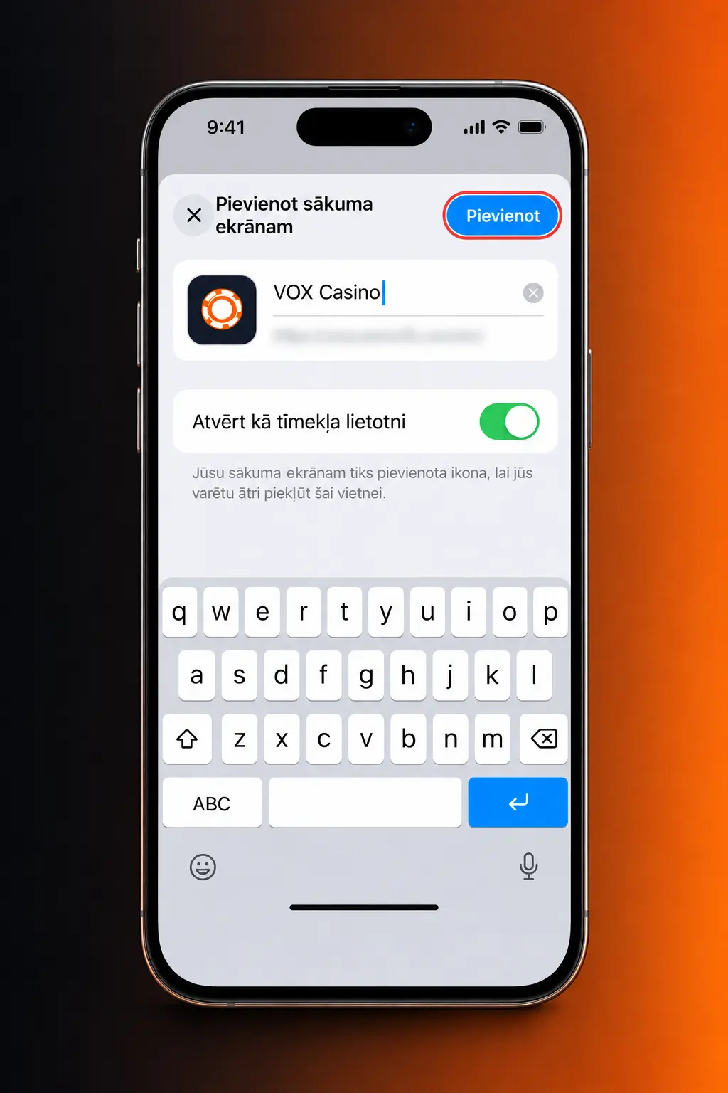 VOX Casino iOS lietotnes lejupielāde iPhone un iPad ierīcēs, izmantojot Safari pārlūku