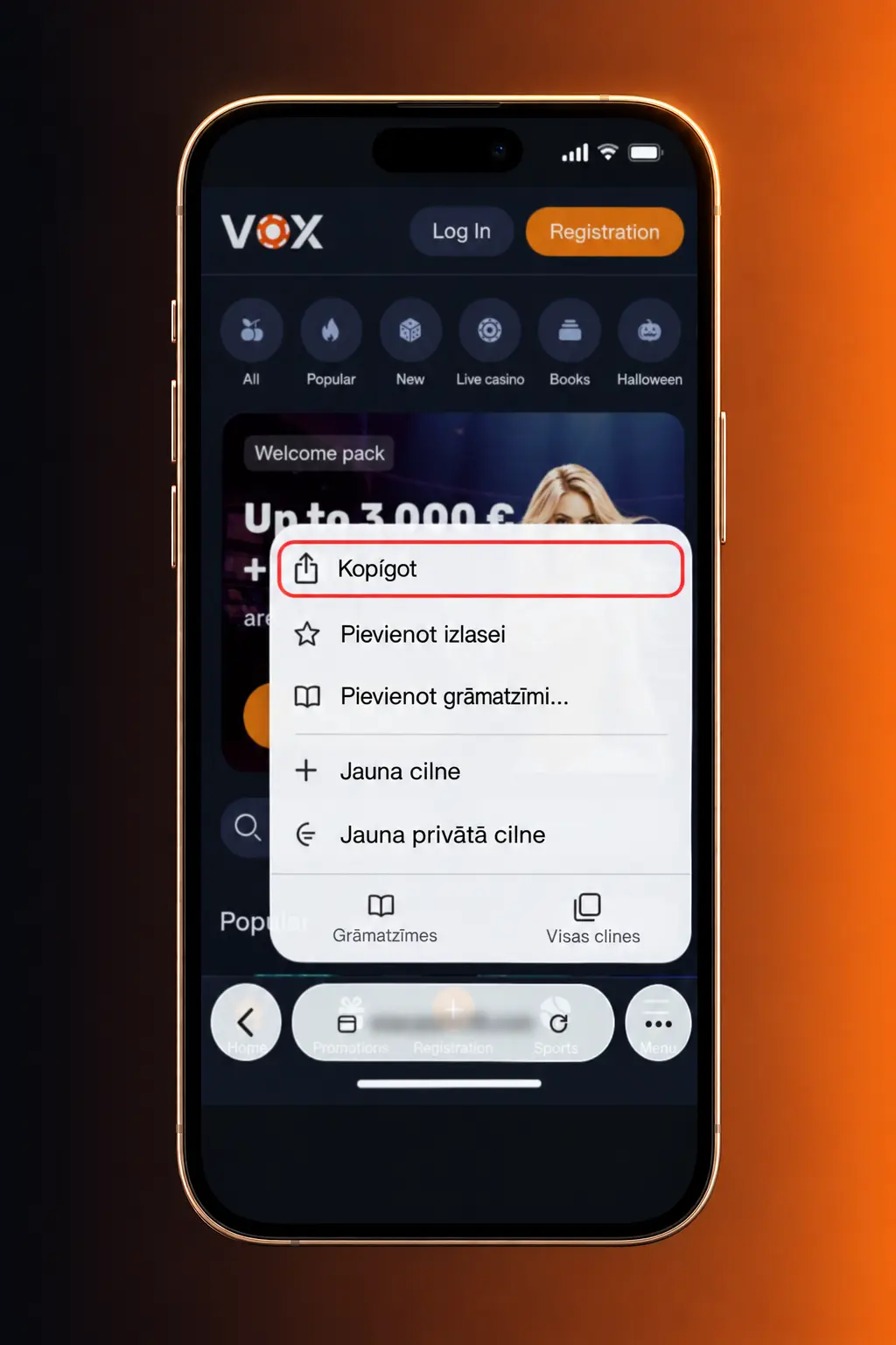 VOX Casino iOS PWA instalācija 5 soļos caur Safari pārlūkprogrammu iPhone ierīcē