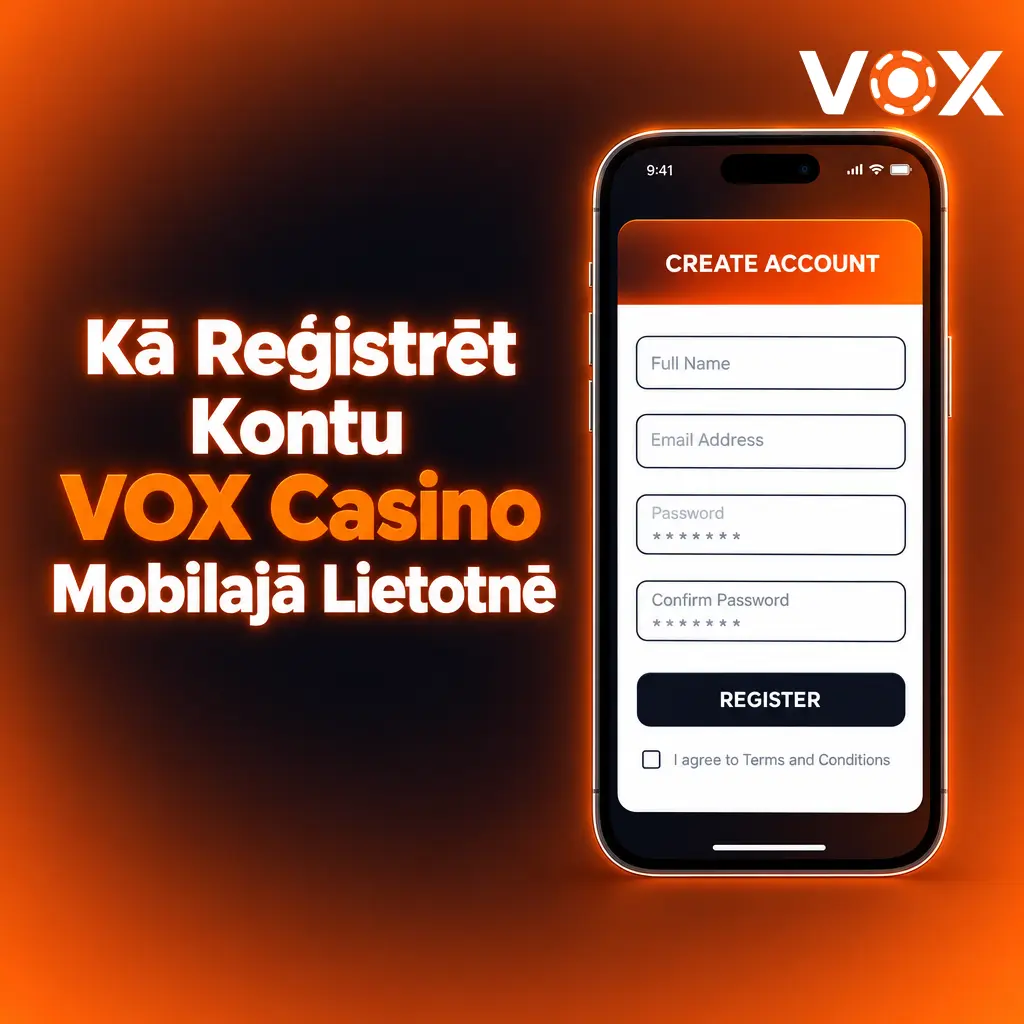 VOX Casino mobilās lietotnes konta reģistrācijas process Latvijā ar bonusu līdz 3000 EUR