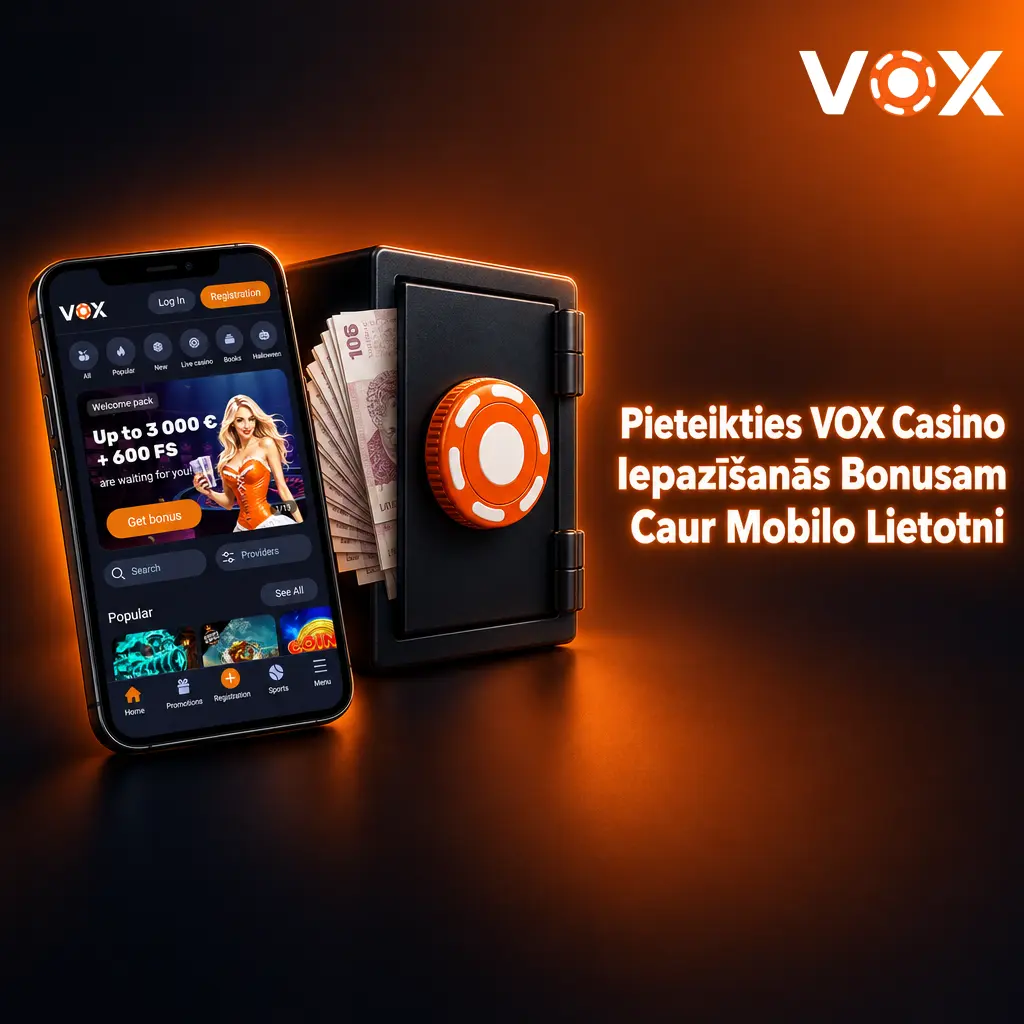 VOX Casino mobilā lietotne iOS un Android — reģistrācija un iepazīšanās bonusa aktivizācija