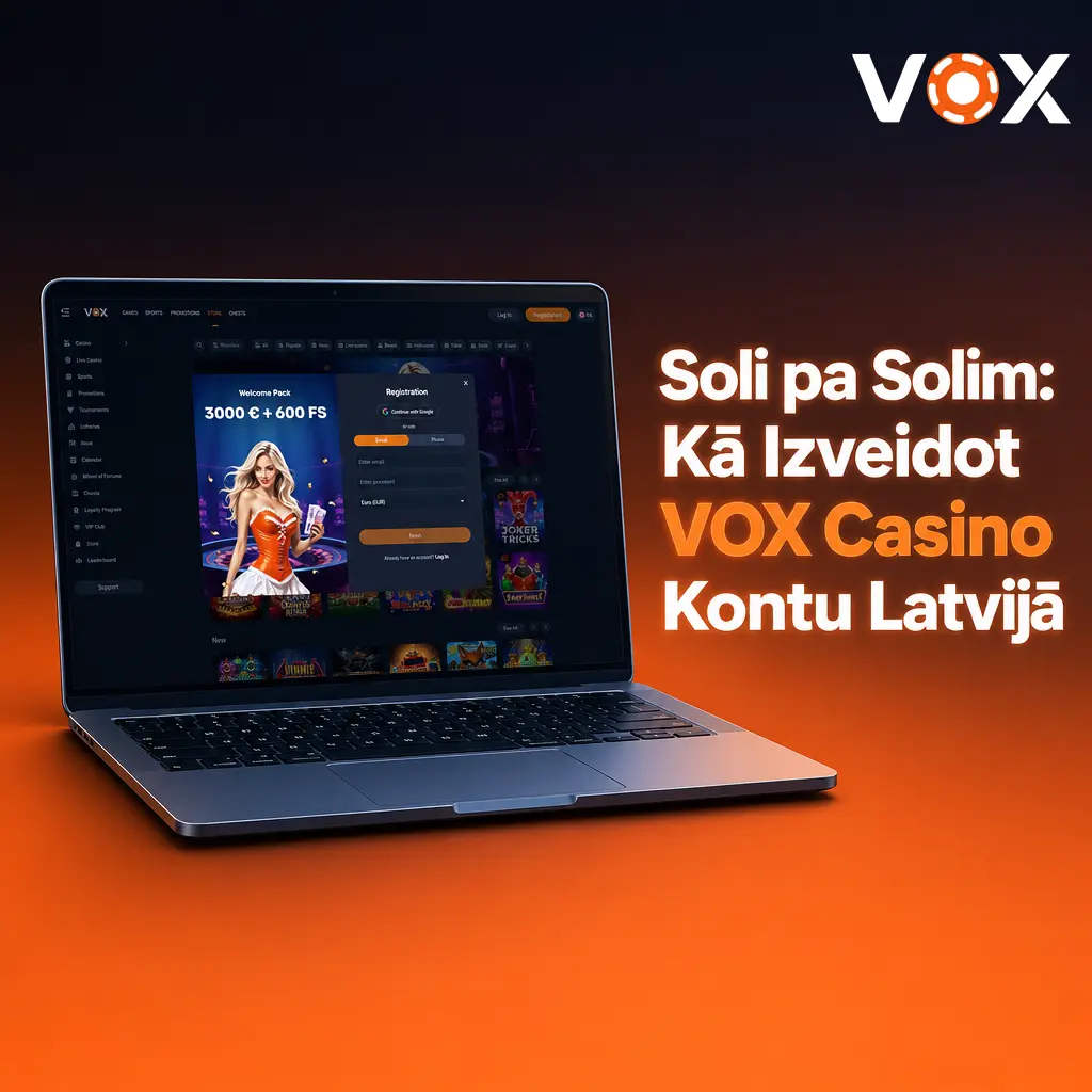 VOX Casino konta reģistrācijas soļi Latvijā – 5 minūšu process bez kļūdām