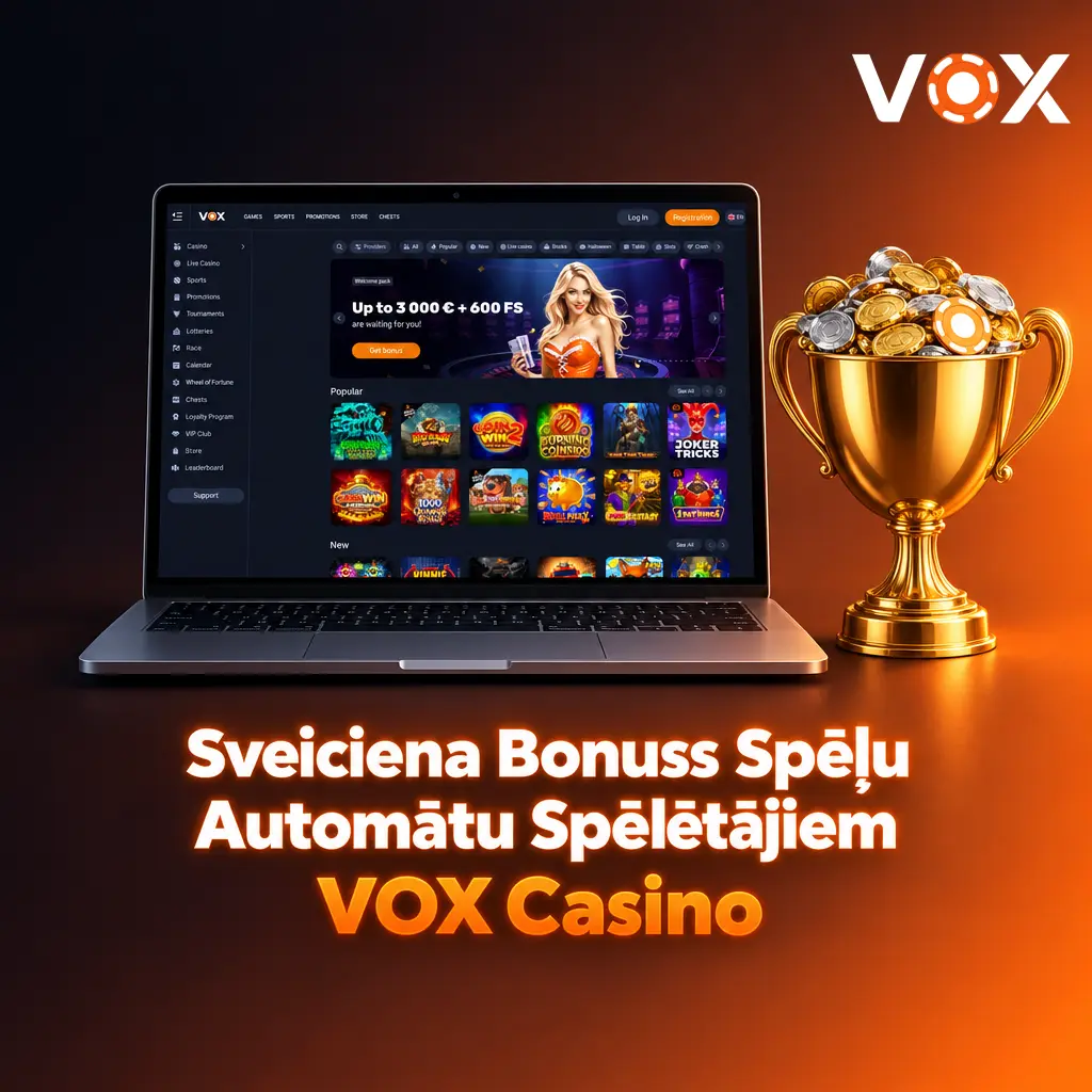 VOX Casino sveiciena bonuss spēļu automātiem: 100% līdz 500 EUR un 200 bezmaksas griezieni