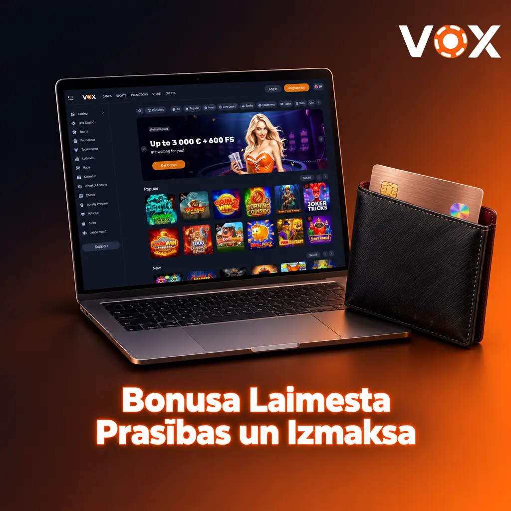 VOX Casino bonusa laimesta prasības x40, bezmaksas griezieni, derīguma termiņš 30 dienas un minimālā izmaksa 10 EUR