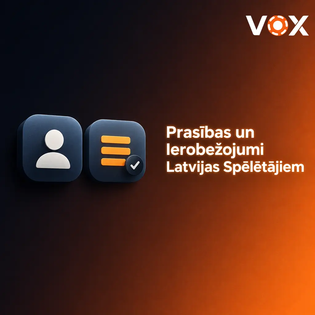 VOX Casino reģistrācijas prasības Latvijas spēlētājiem: vecums 18+, viens konts, derīgi dokumenti