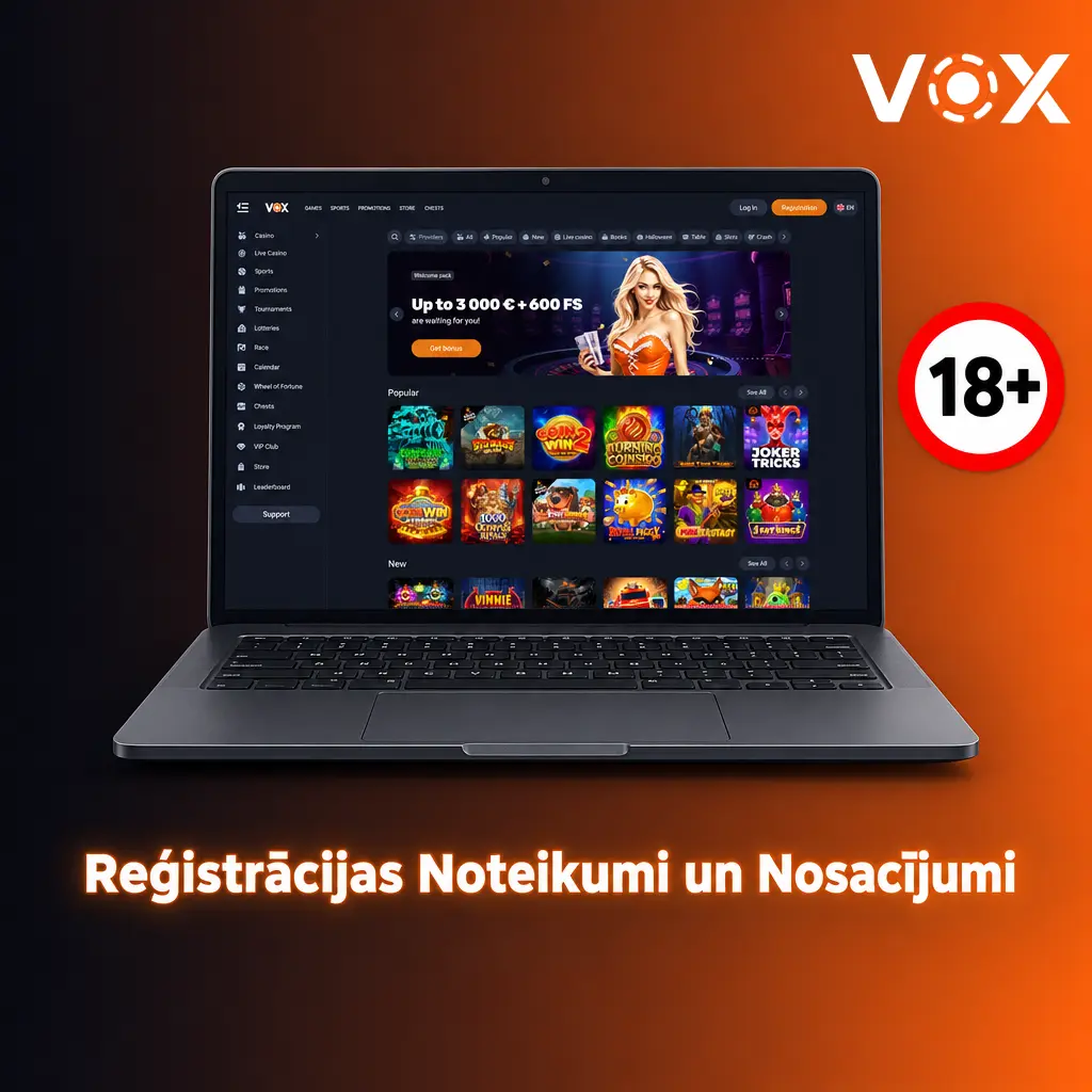 VOX Casino reģistrācijas noteikumi: viens konts vienam spēlētājam, patiesu datu iesniegšana obligāta