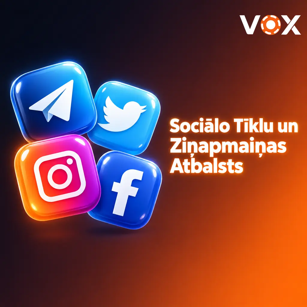 VOX casino atbalsts pieejams Telegram, Facebook Messenger un Instagram – ērta saziņa caur ziņapmaiņas platformām.